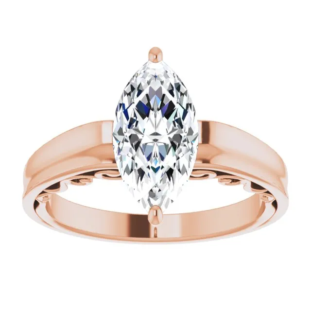 Cubic Zirconia Engagement Ring- The Aliyah Rose (Customizable Marquise Cut Solitaire)