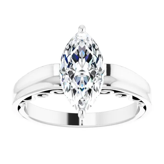 Cubic Zirconia Engagement Ring- The Aliyah Rose (Customizable Marquise Cut Solitaire)