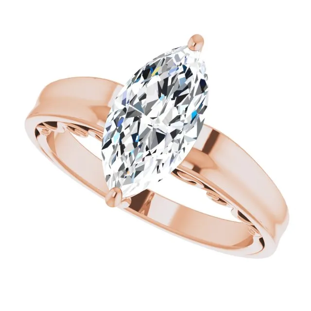 Cubic Zirconia Engagement Ring- The Aliyah Rose (Customizable Marquise Cut Solitaire)