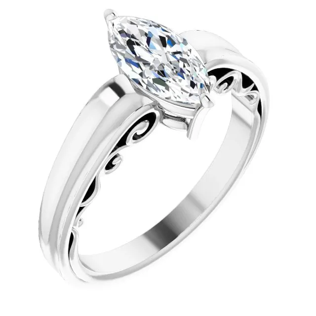 Cubic Zirconia Engagement Ring- The Aliyah Rose (Customizable Marquise Cut Solitaire)