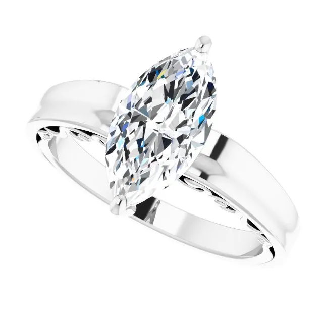 Cubic Zirconia Engagement Ring- The Aliyah Rose (Customizable Marquise Cut Solitaire)