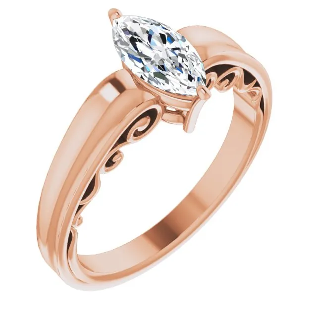 Cubic Zirconia Engagement Ring- The Aliyah Rose (Customizable Marquise Cut Solitaire)