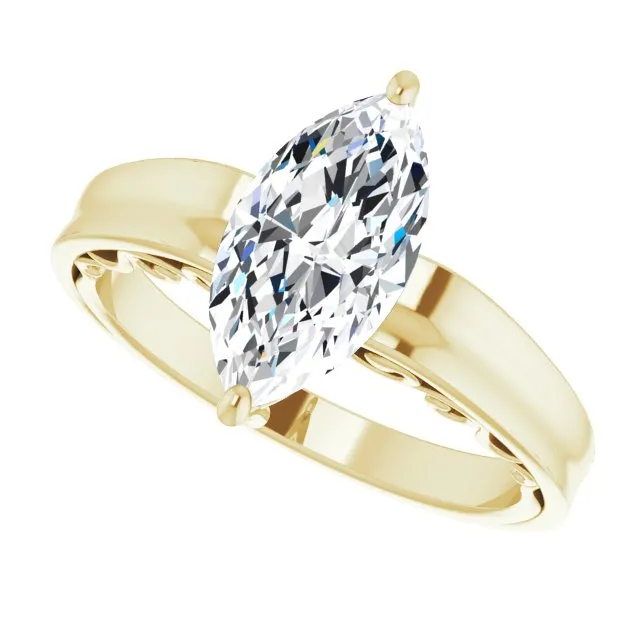 Cubic Zirconia Engagement Ring- The Aliyah Rose (Customizable Marquise Cut Solitaire)