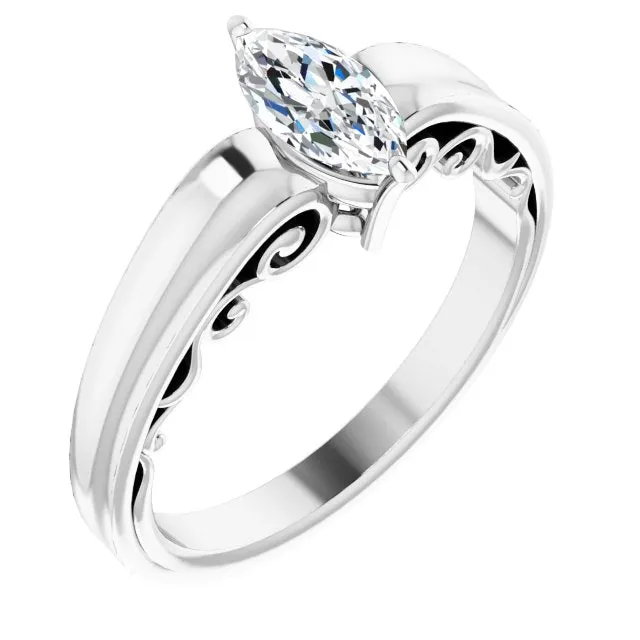 Cubic Zirconia Engagement Ring- The Aliyah Rose (Customizable Marquise Cut Solitaire)