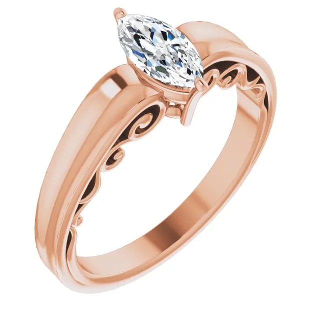 Cubic Zirconia Engagement Ring- The Aliyah Rose (Customizable Marquise Cut Solitaire)