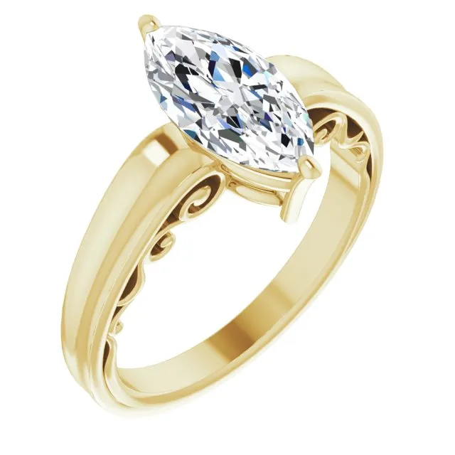 Cubic Zirconia Engagement Ring- The Aliyah Rose (Customizable Marquise Cut Solitaire)