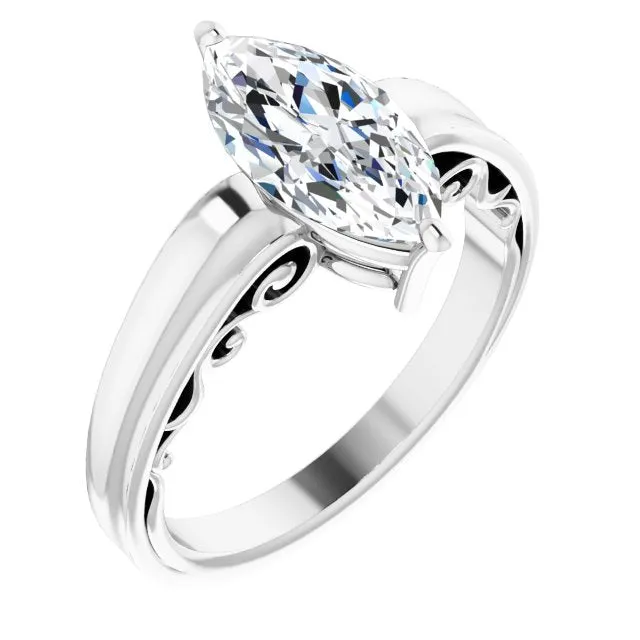 Cubic Zirconia Engagement Ring- The Aliyah Rose (Customizable Marquise Cut Solitaire)