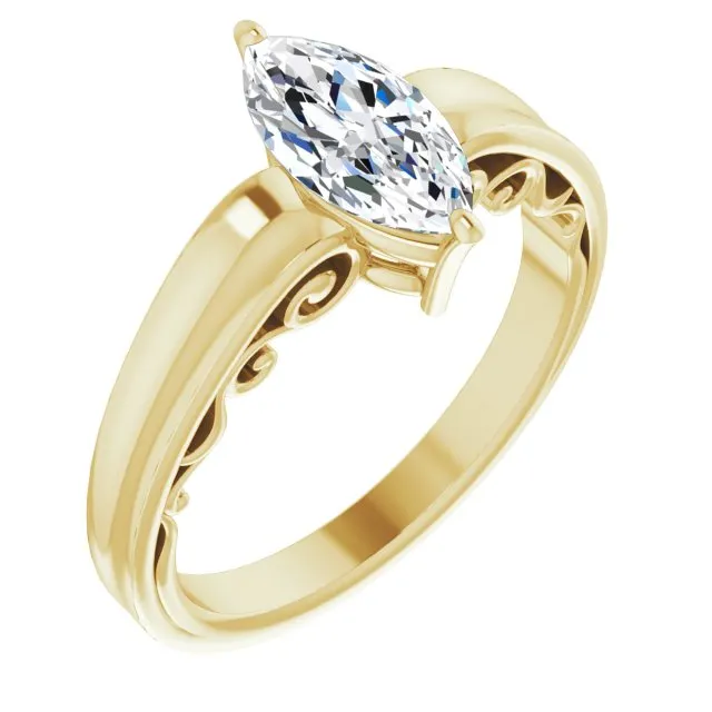 Cubic Zirconia Engagement Ring- The Aliyah Rose (Customizable Marquise Cut Solitaire)