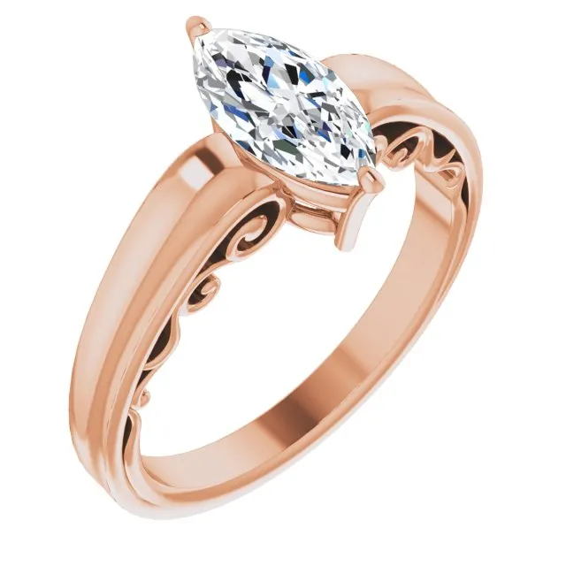 Cubic Zirconia Engagement Ring- The Aliyah Rose (Customizable Marquise Cut Solitaire)