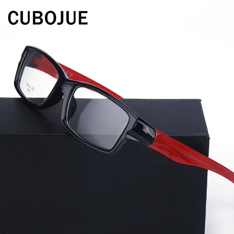 Cubojue Unisex Full Rim Square Tr 90 Titanium Myopic Reading Glasses