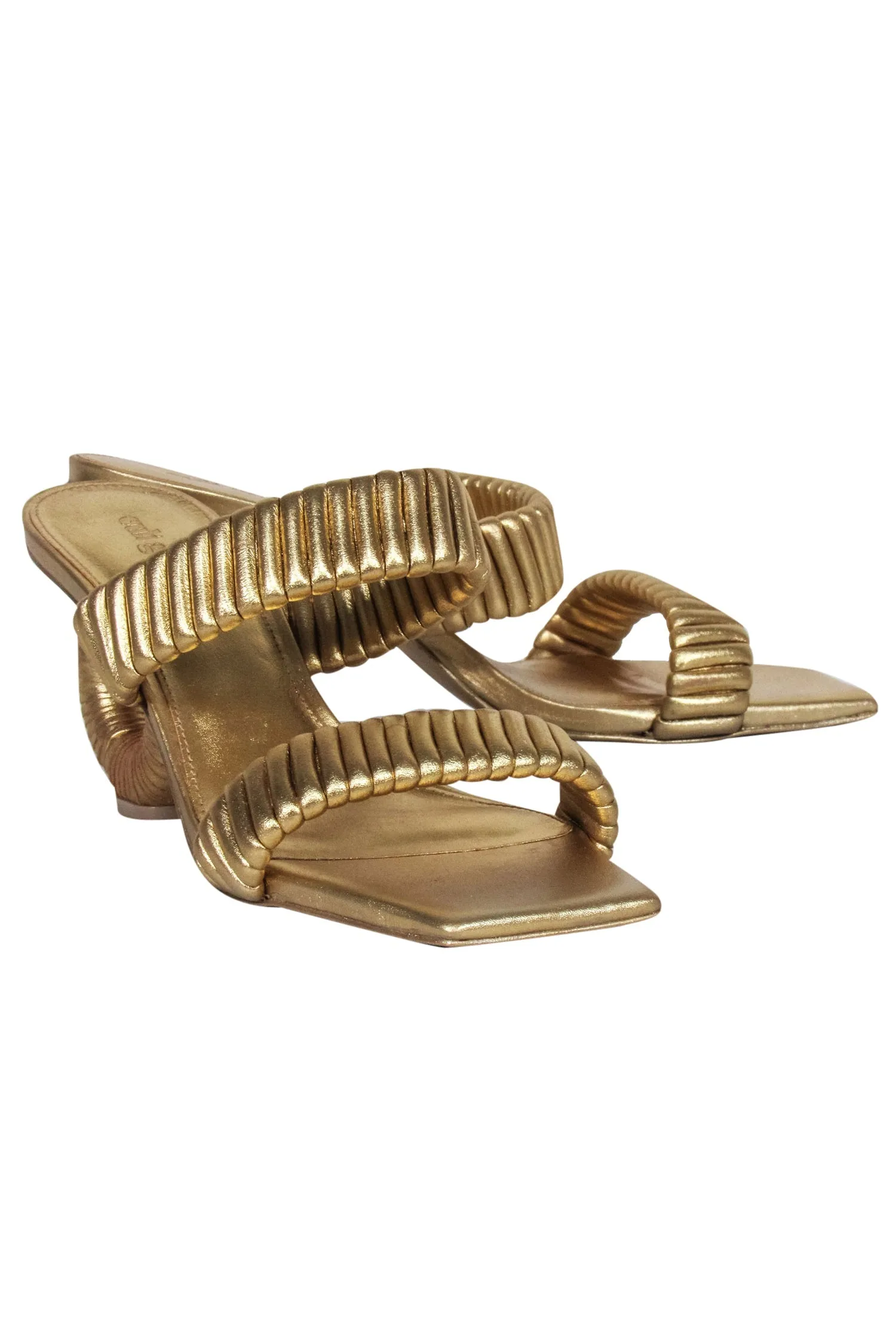 Cult Gaia - Gold "Valence" Mule Heels Sz 9