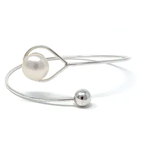 Cultured Freshwater Pearl Sterling Silver Bangle Bracelet