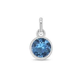 CZ Birthstone Charm March – Aquamarine Kids / Children's / Girls for Charm Bracelet - Sterling Silver