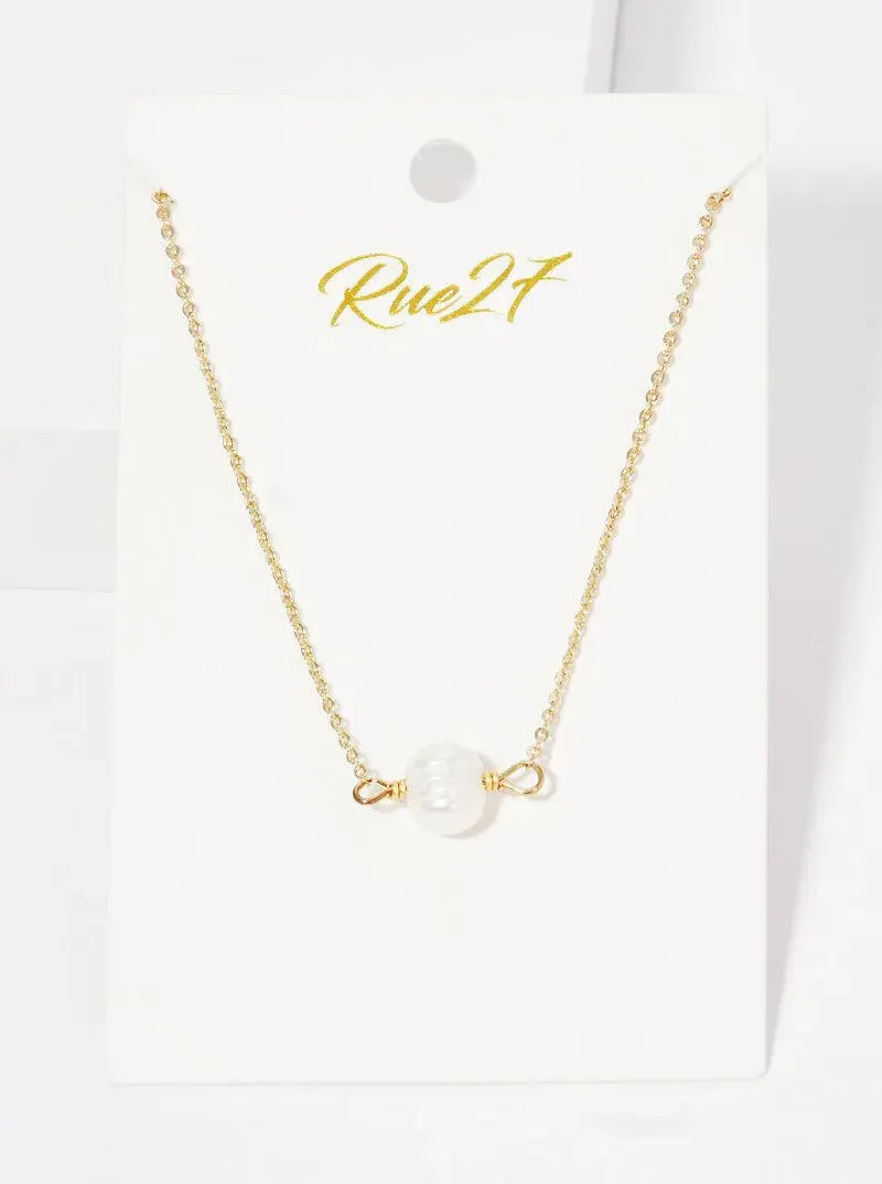 Dainty Glass Pearl Pendant Choker Necklace