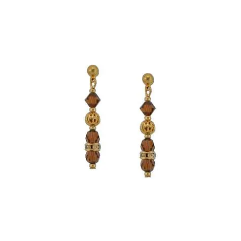 Dark Brown Crystal Bead Earrings