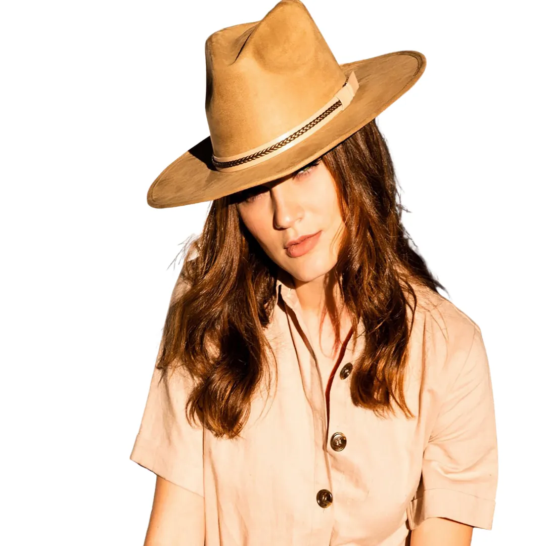 Denali Faux Suede Fedora Crown Hat