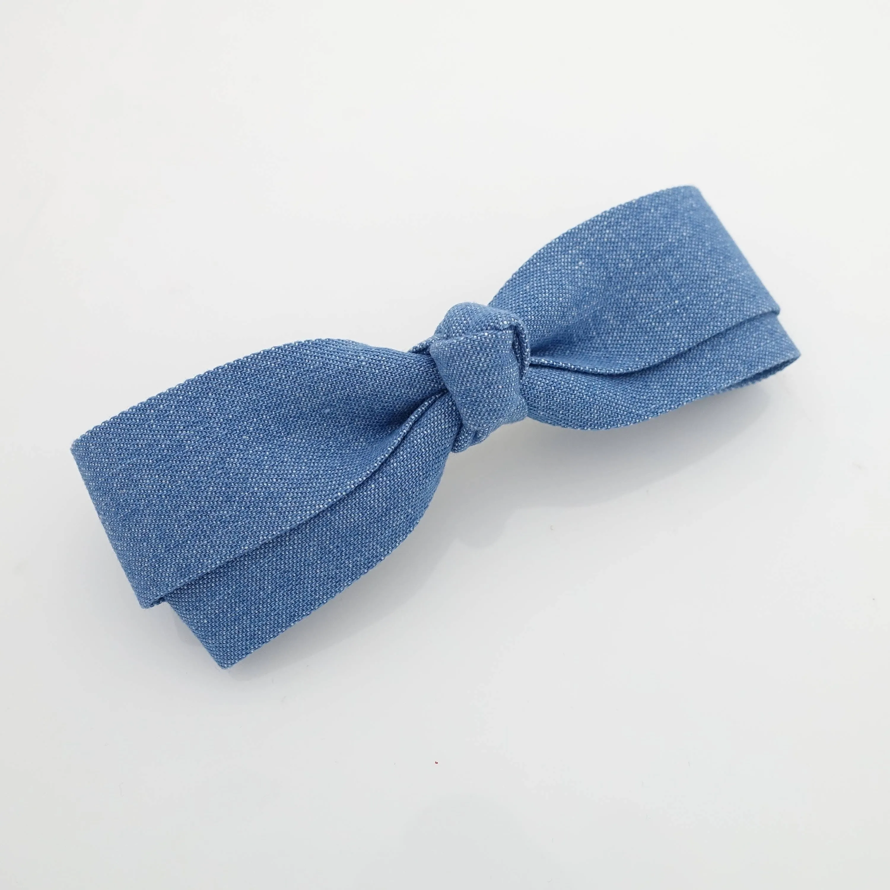 Denim Slim Layered Loop Bow French Hair Barrette for Women