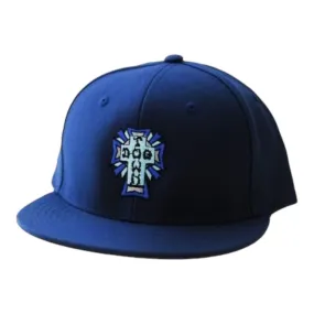 Dogtown Cross Logo Color Snapback Hat Navy/Blue Cross