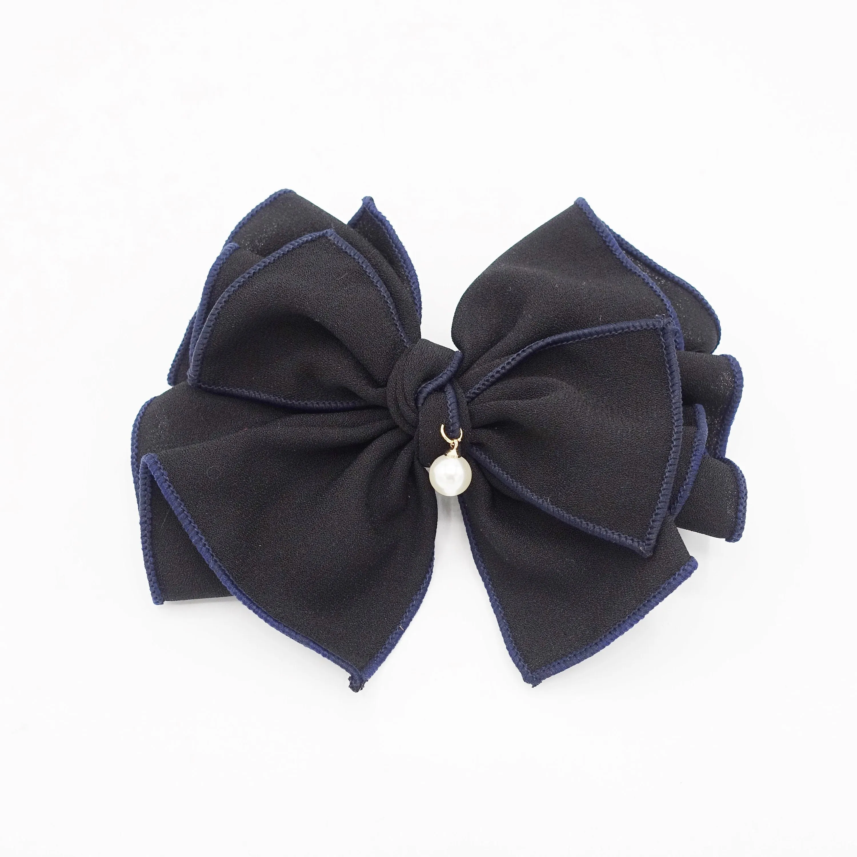 double colored edge hair bow pleated women hair accessory