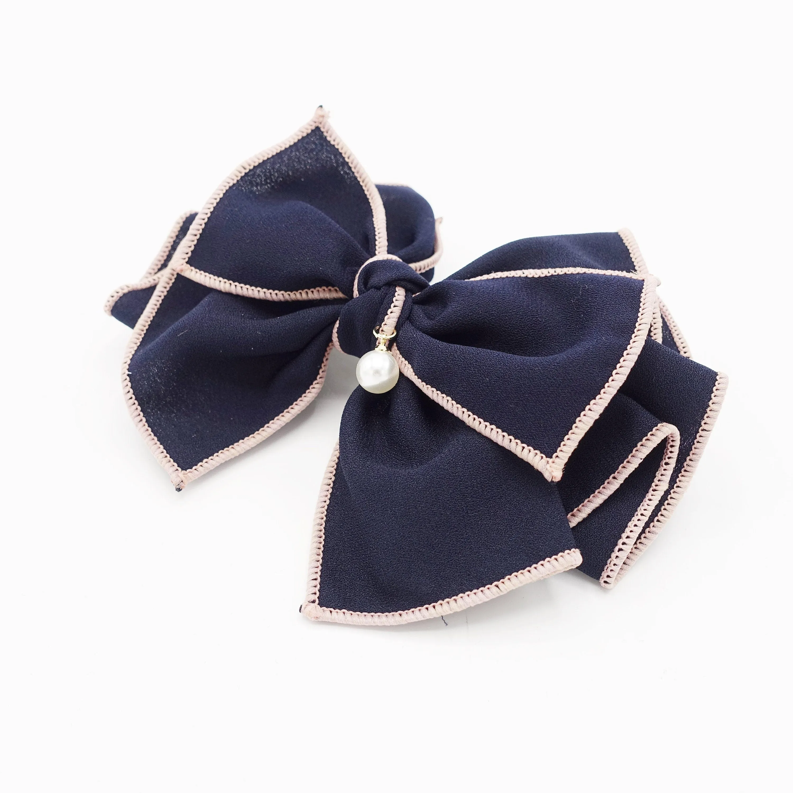 double colored edge hair bow pleated women hair accessory