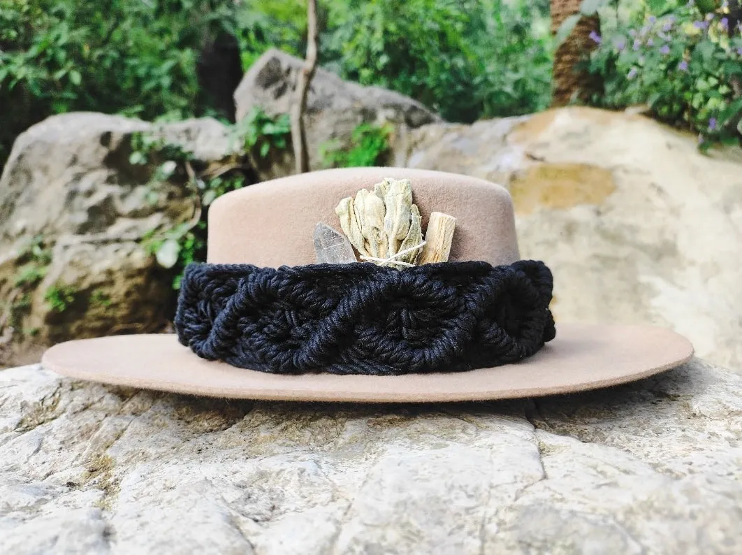 Earth Wide Brim Bolero (Black Macramé)