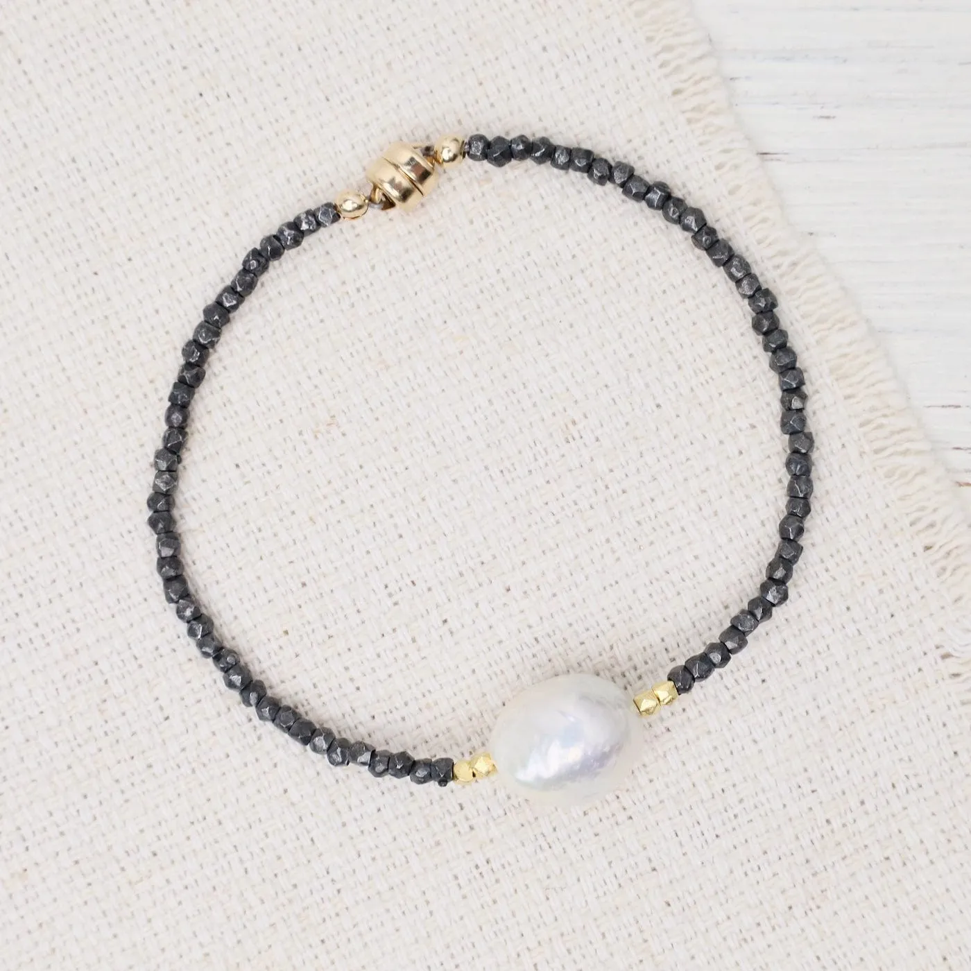 Edison Pearl Oxidized Silver & Vermeil Magnetic Bracelet