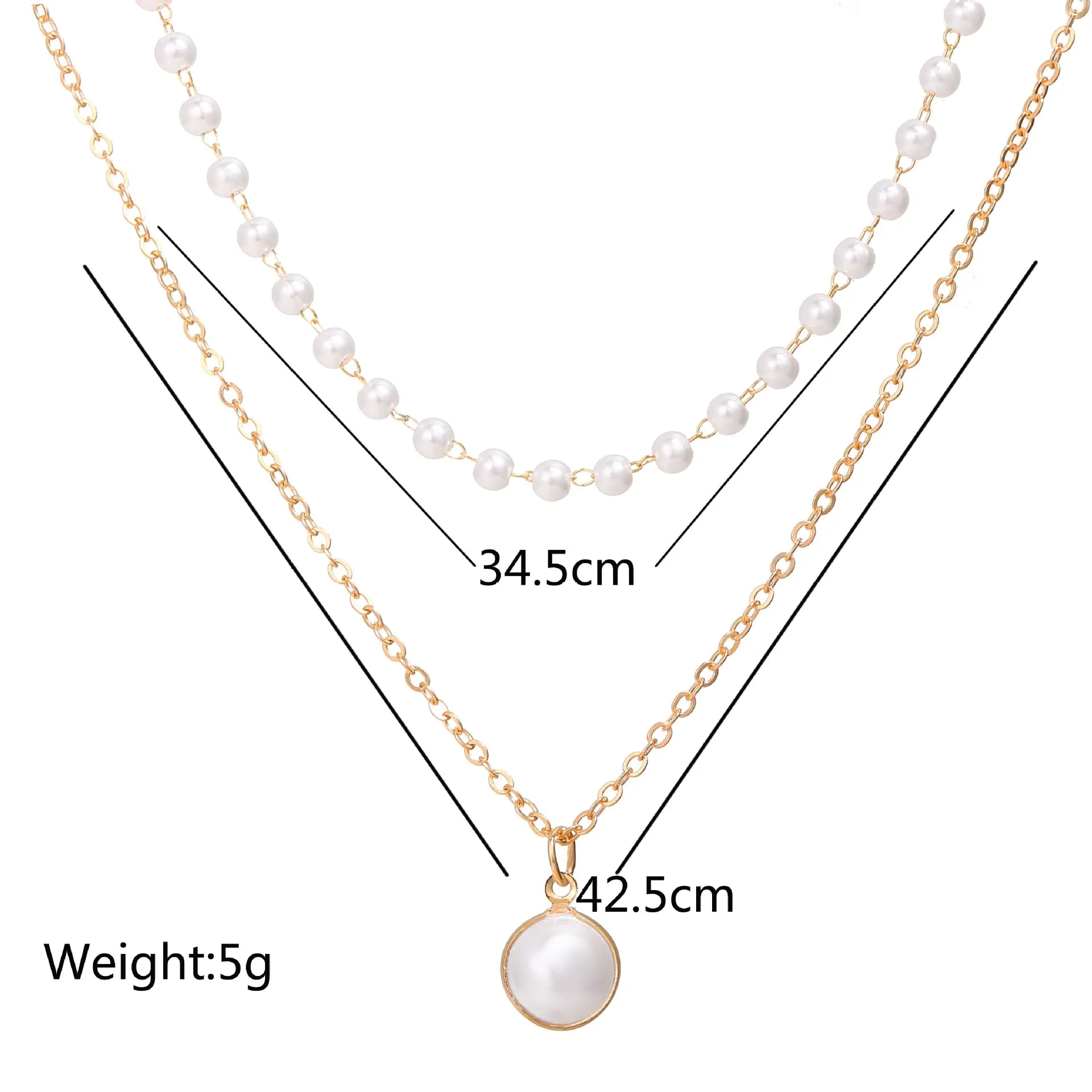 Elegant Retro Style Double-Layer Pearl Necklace - Choker