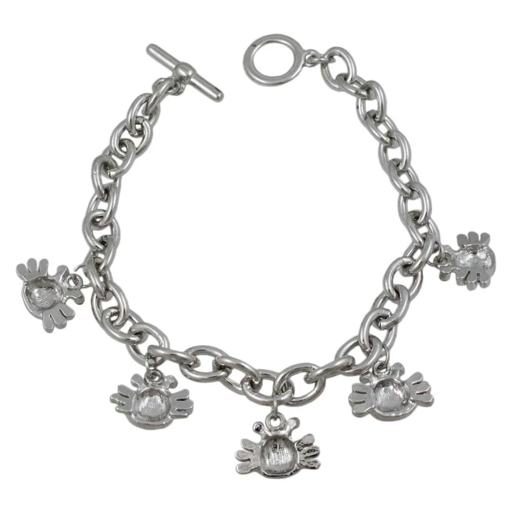 Enamel Crabs Charm Bracelet with Silver-tone Links - BT600