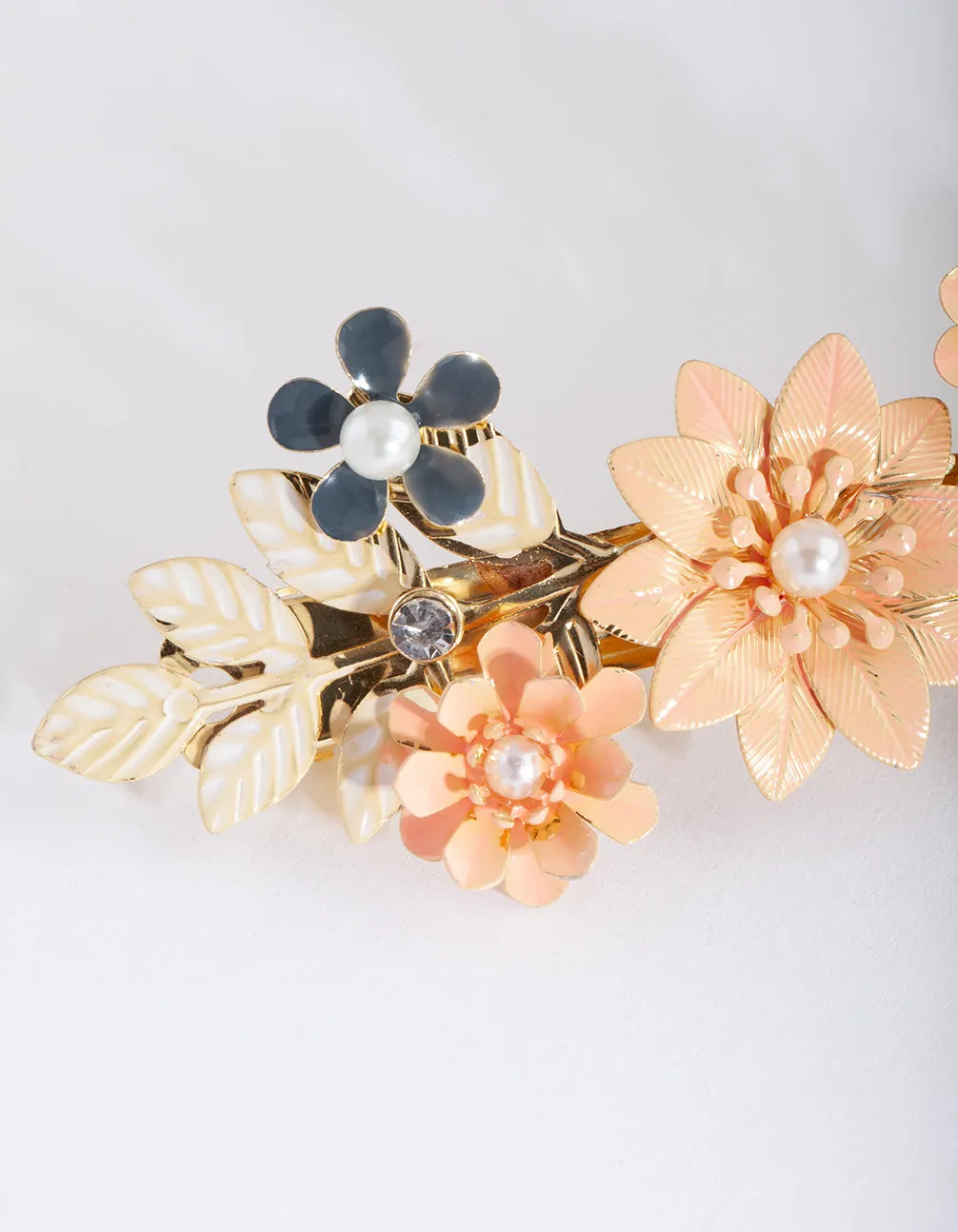 Enamel Floral Barrette Clip