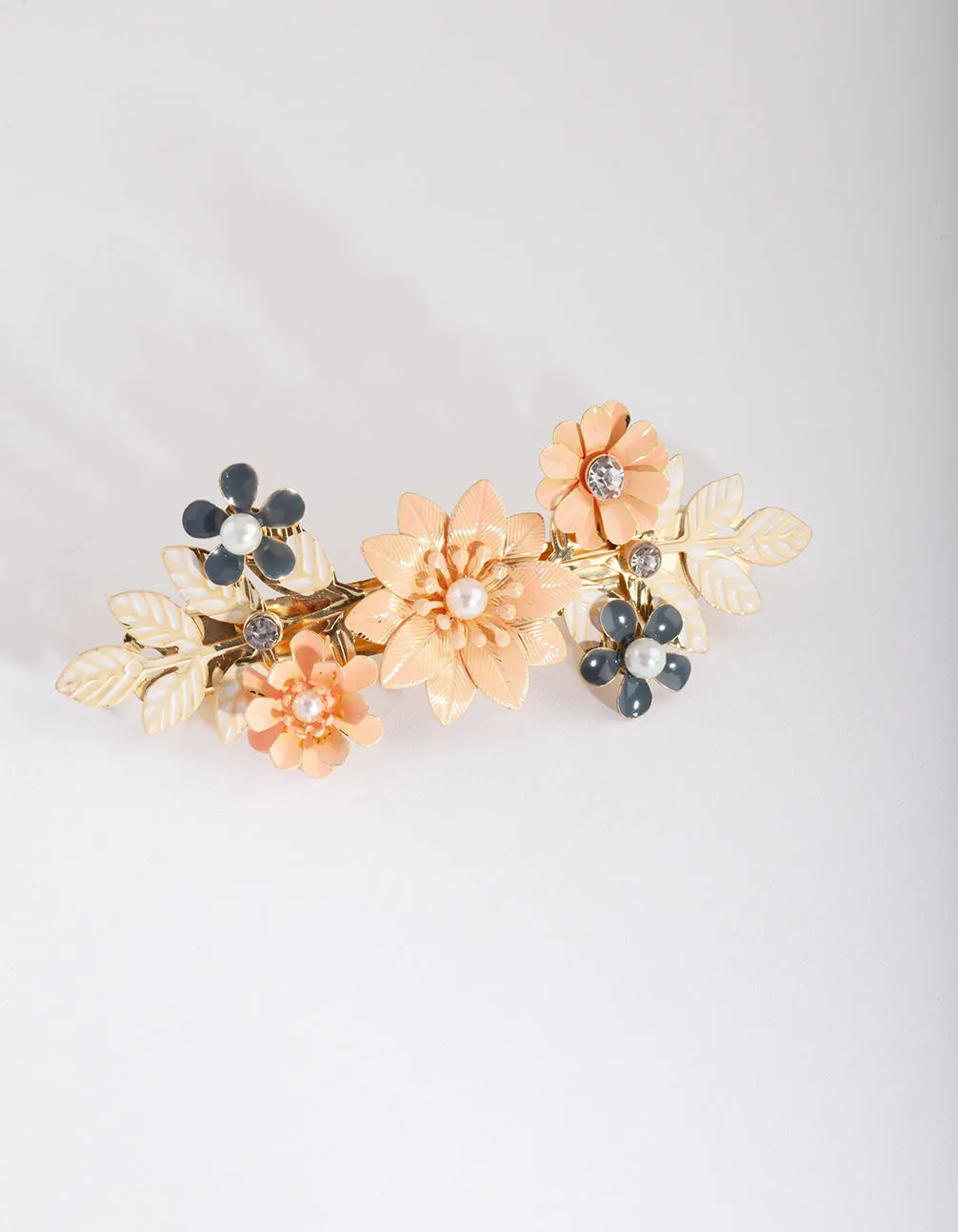 Enamel Floral Barrette Clip