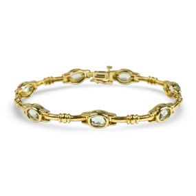 Estate 14k Yellow Gold Aquamarine Link Bracelet