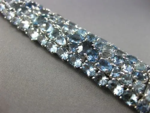 ESTATE MASSIVE 70.37CT AQUAMARINE 18KT WHITE GOLD MULTI SHAPE COCKTAIL BRACELET