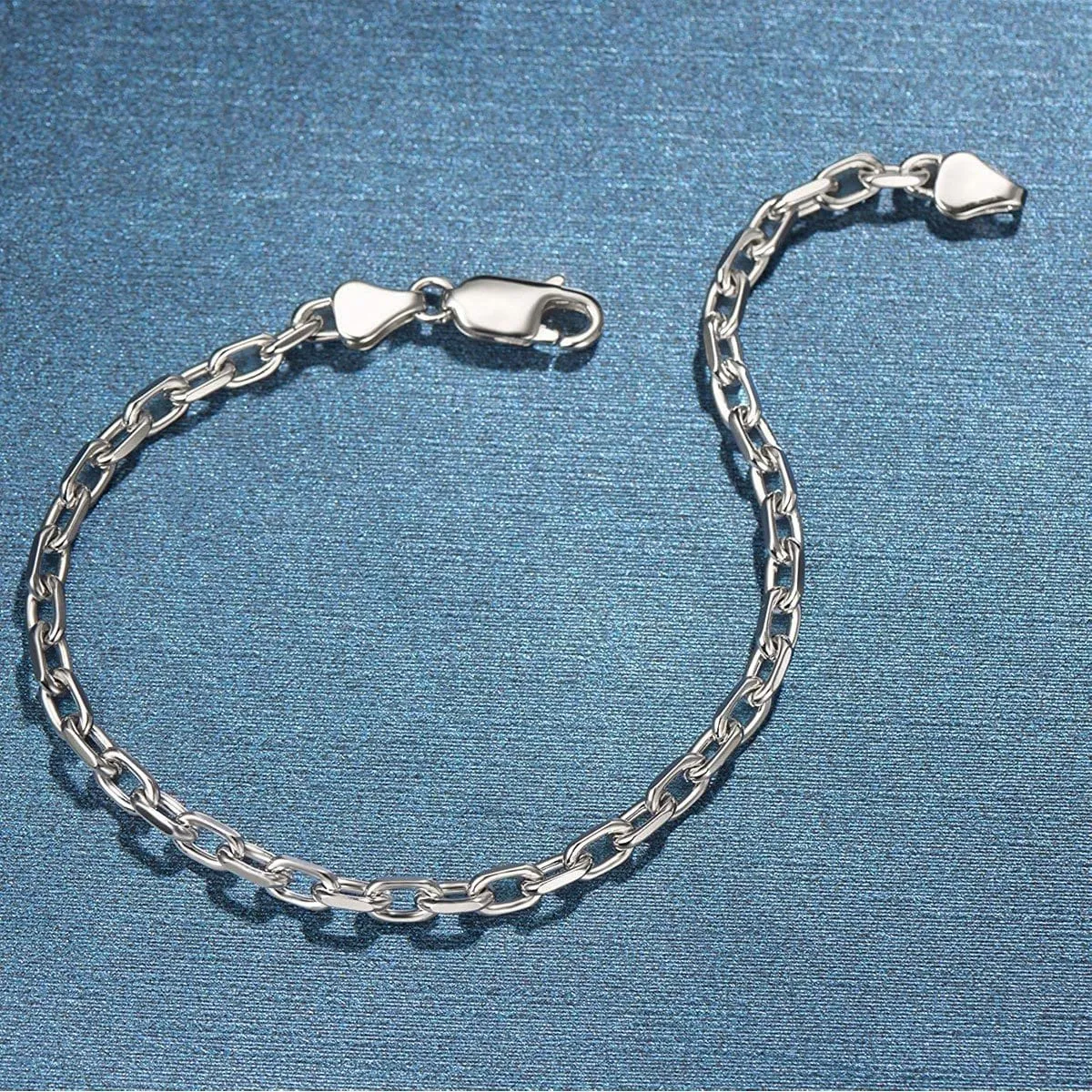 FANCIME Men's Oval Cable Chain Sterling Silver Bracelet