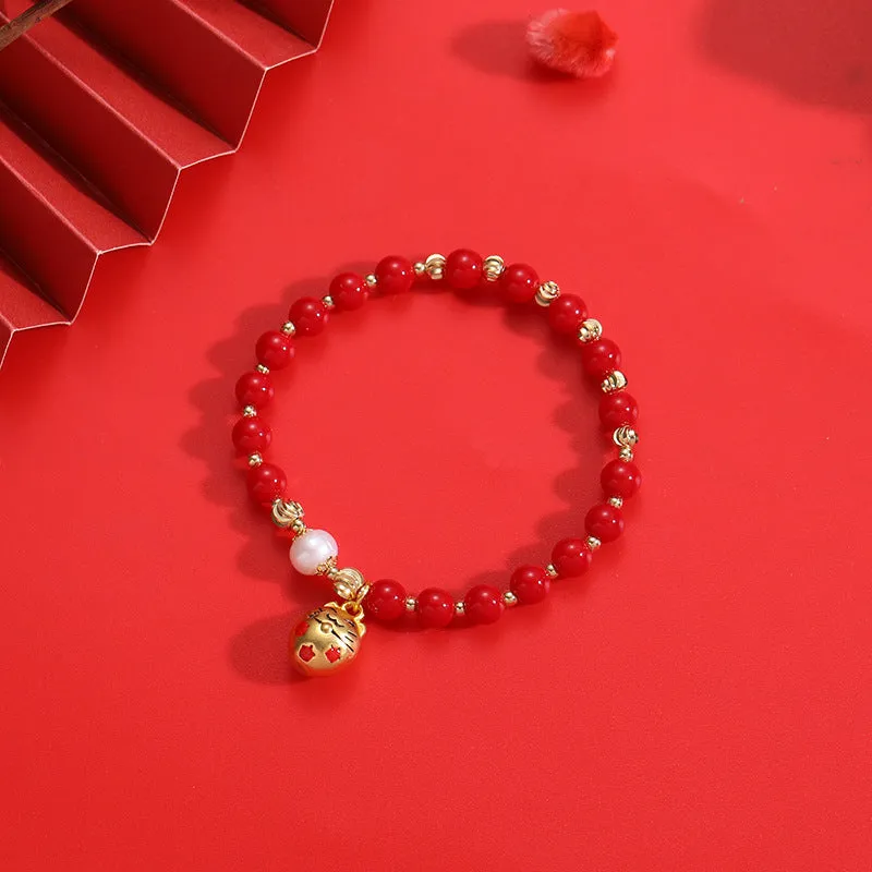 Festive Red Stone Bracelet for Prosperity and Blessings