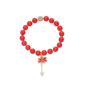 Festive Red Stone Bracelet for Prosperity and Blessings