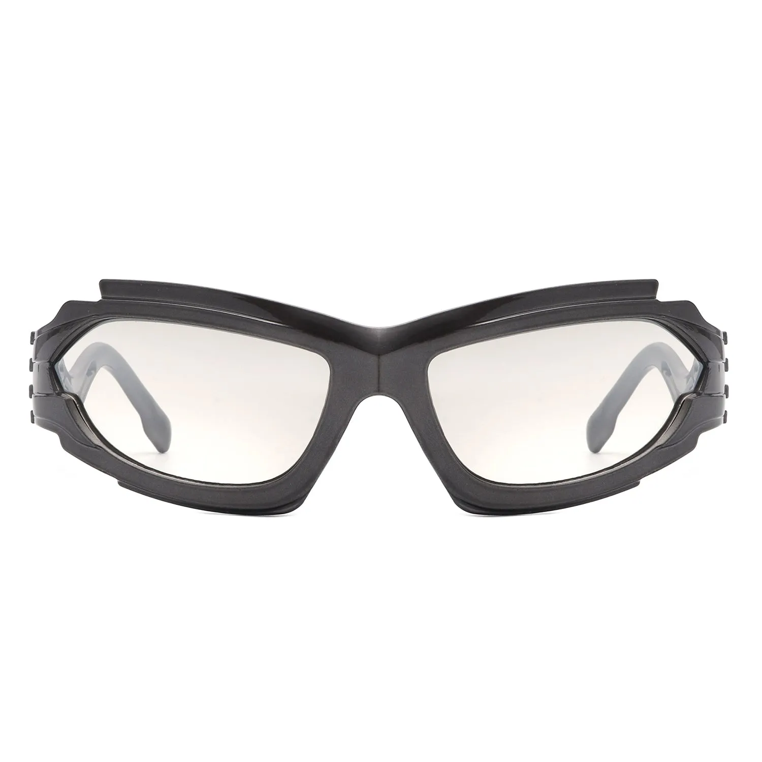 Fliyque - Geometric Rectangle Futuristic Wrap Around Sunglasses