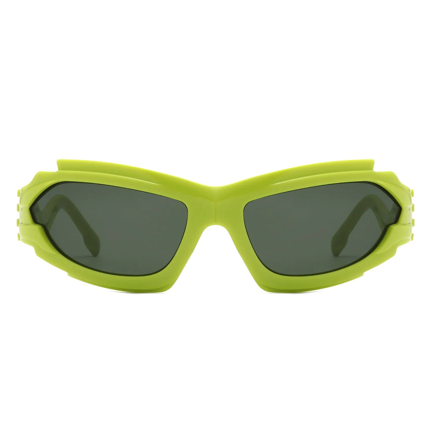 Fliyque - Geometric Rectangle Futuristic Wrap Around Sunglasses