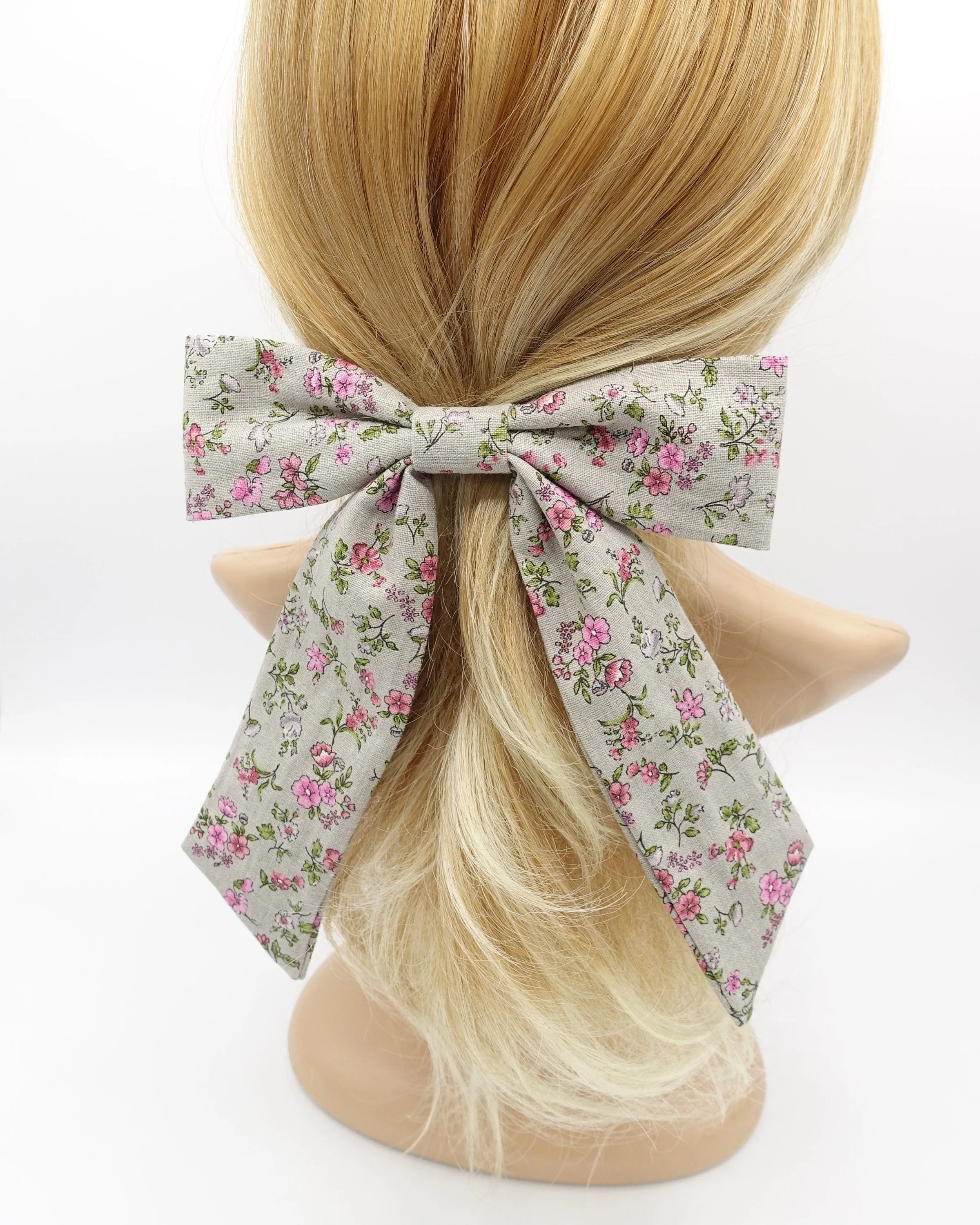 floral cotton hair bow for women