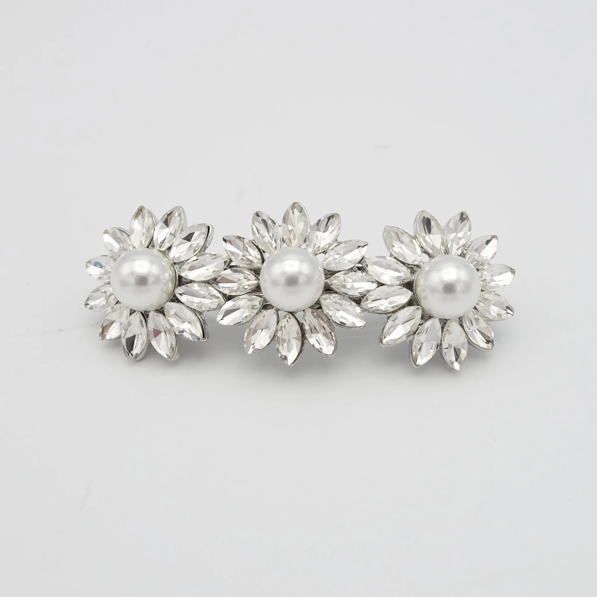 flower pearl rhinestone small hair barrette cute women hair accessory