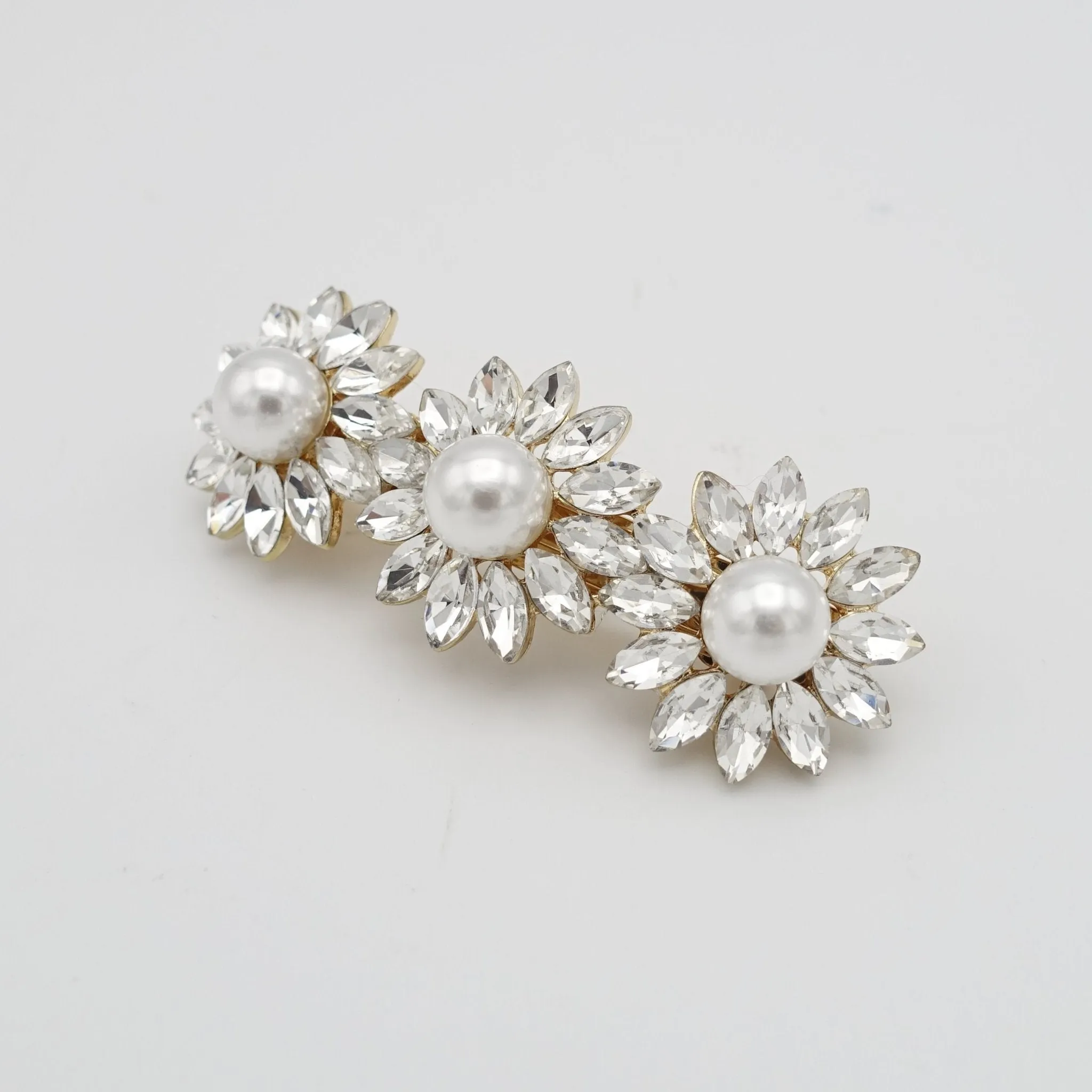 flower pearl rhinestone small hair barrette cute women hair accessory