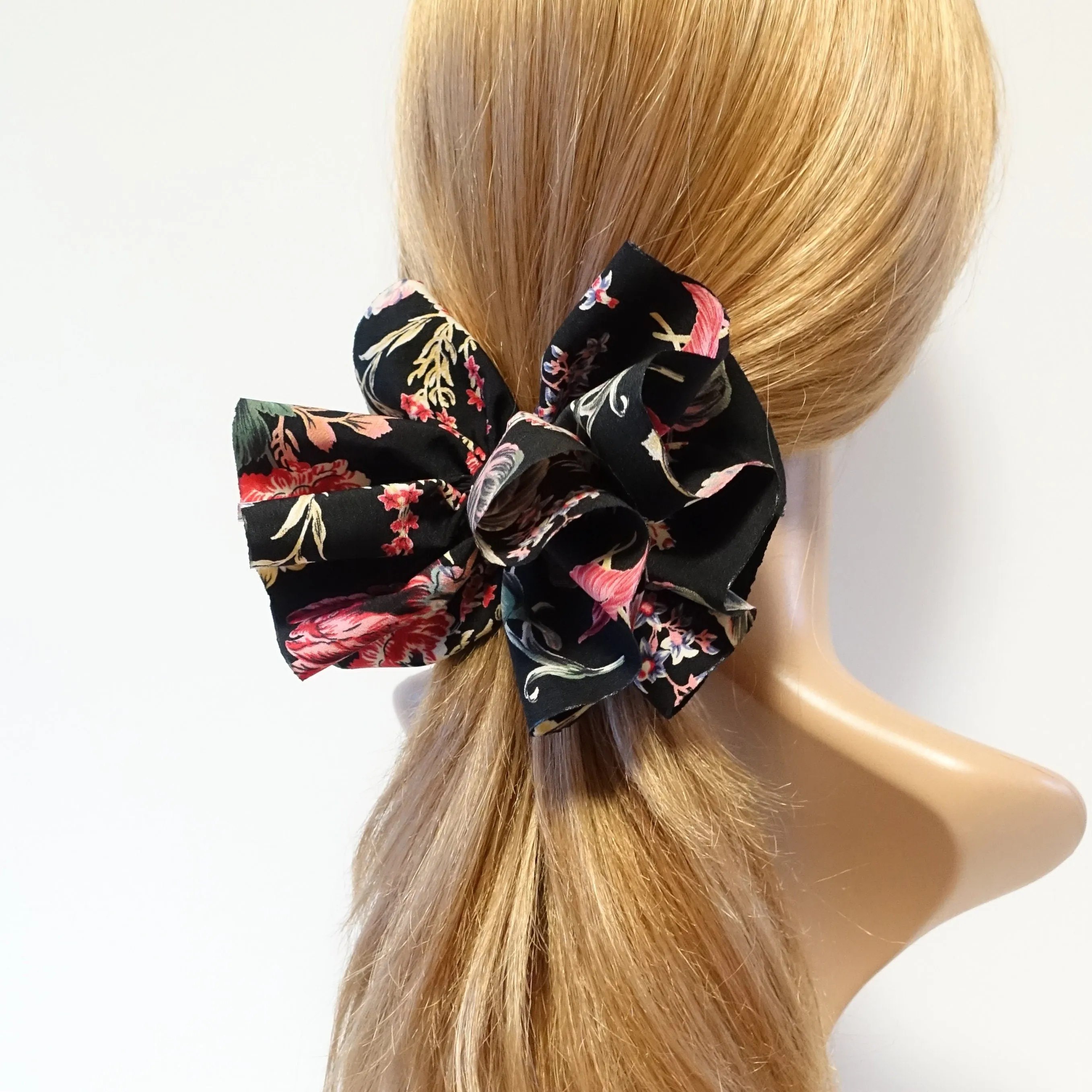 flower plant print hair bow barrette volume up women hair bow clip hair accessories