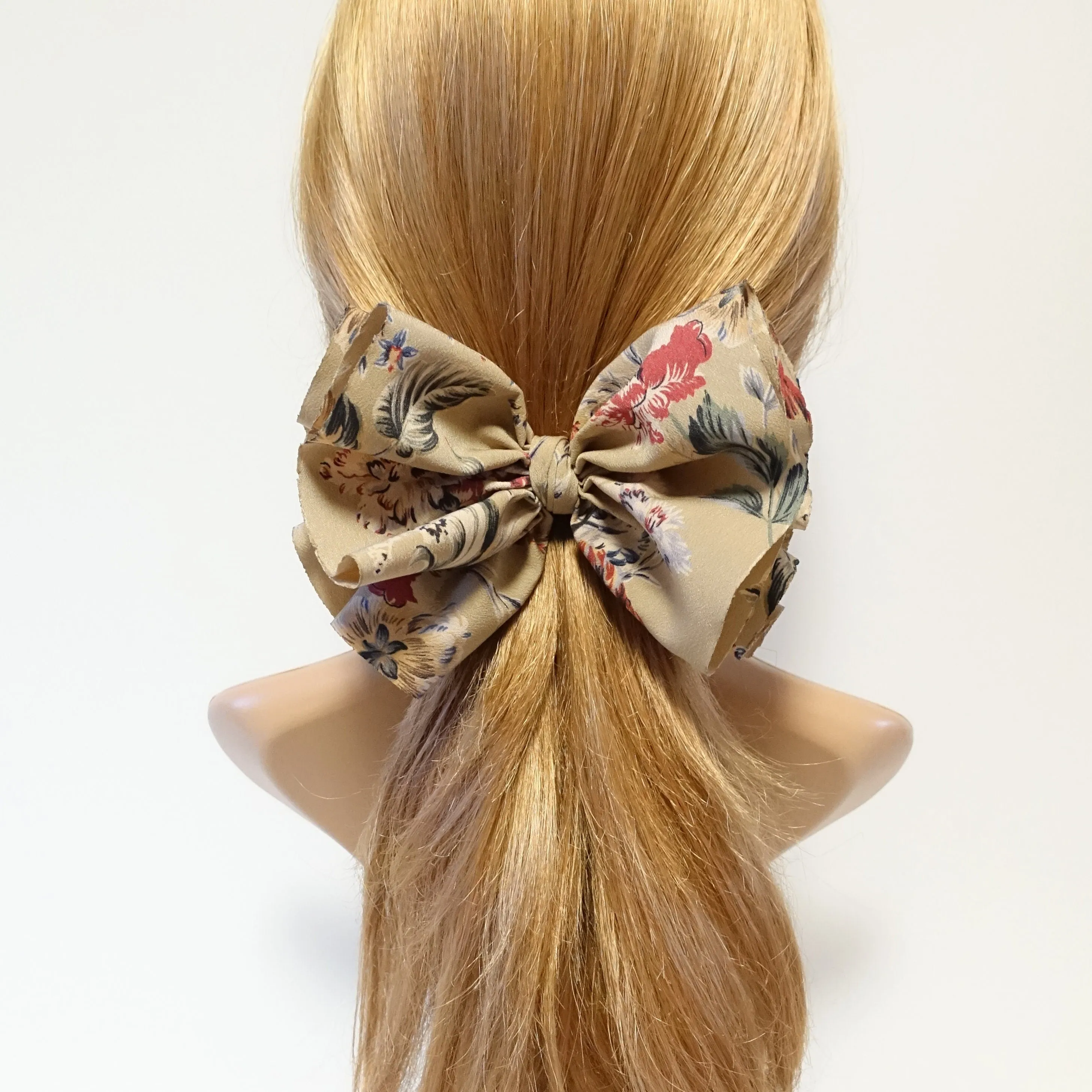 flower plant print hair bow barrette volume up women hair bow clip hair accessories