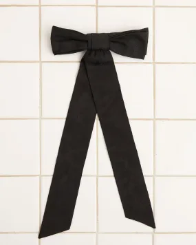 Football Jacquard Bow Barrette - Black