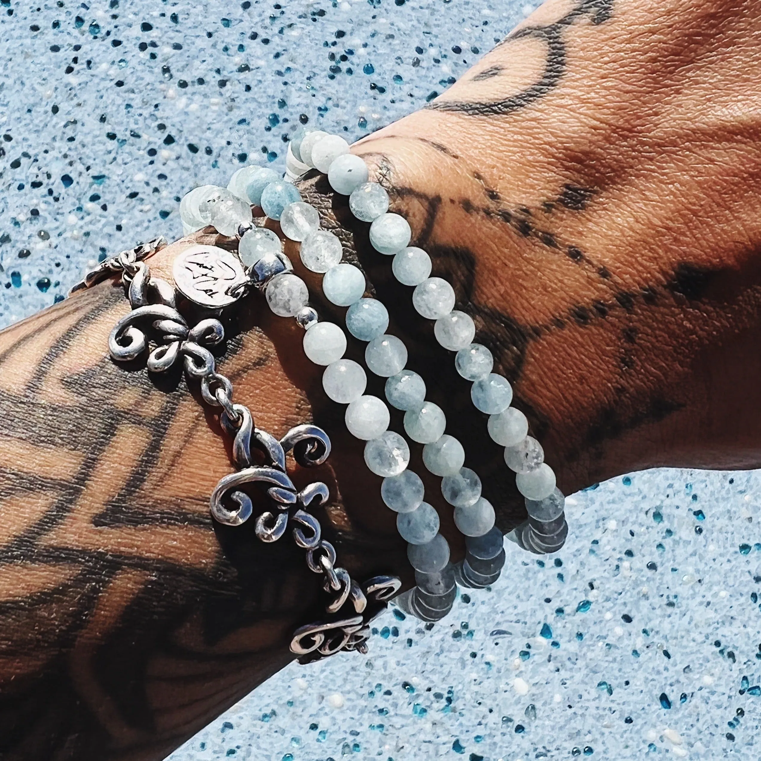 Give Me Courage Aquamarine Signature Stretch Bracelet