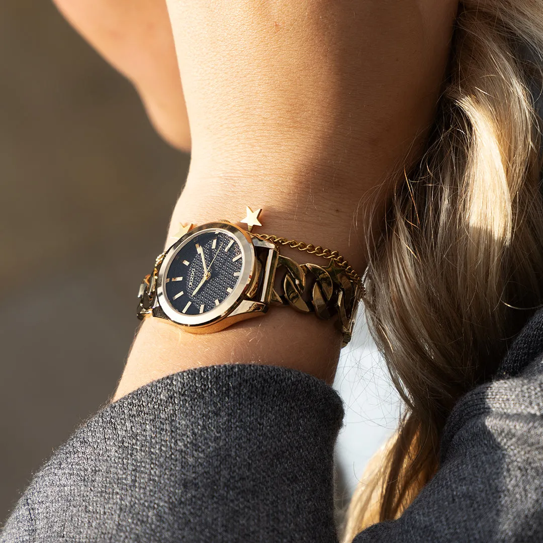 Gold coloured OOZOO watch with gold coloured petit chain bracelet - C11422