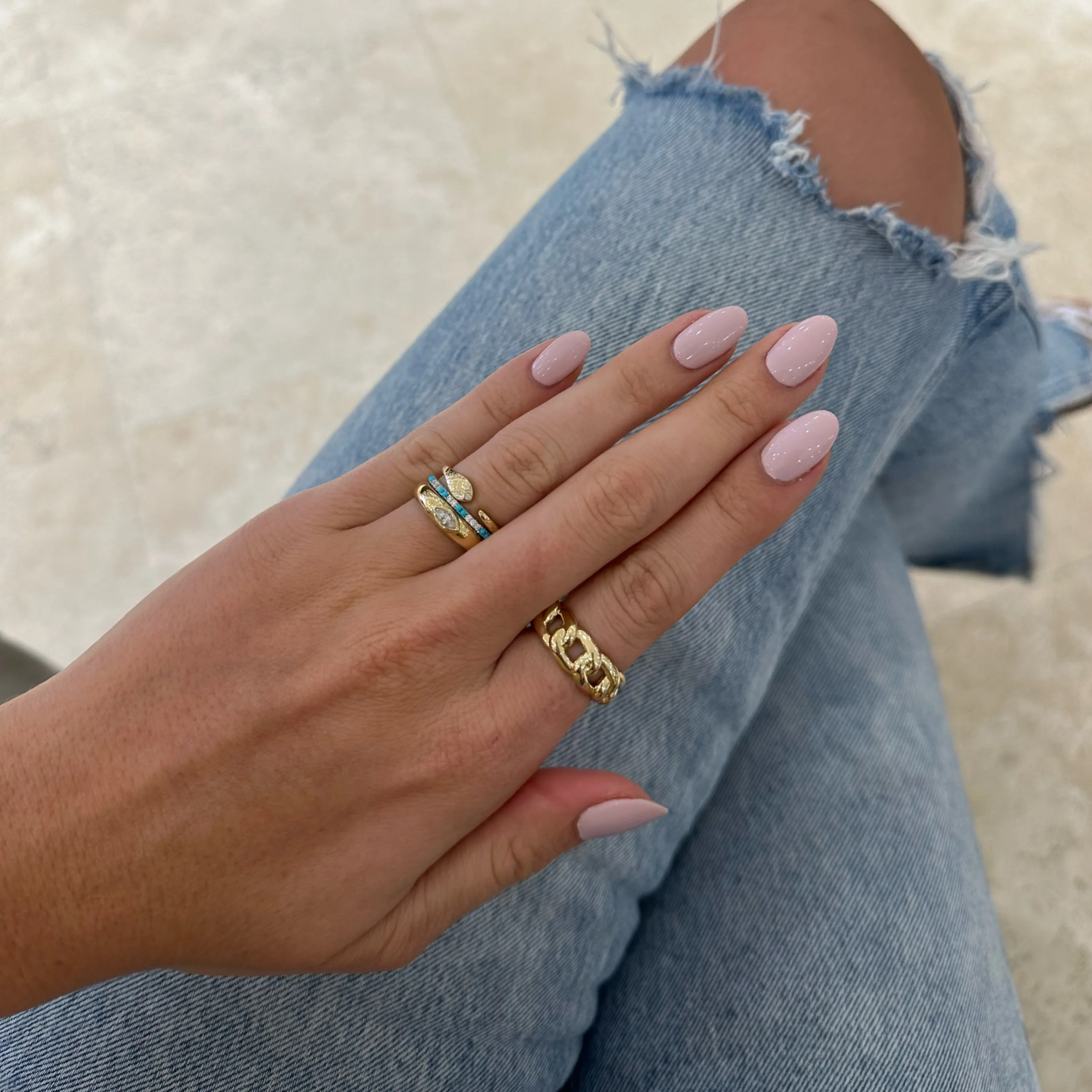 Gold Curb Chain Ring