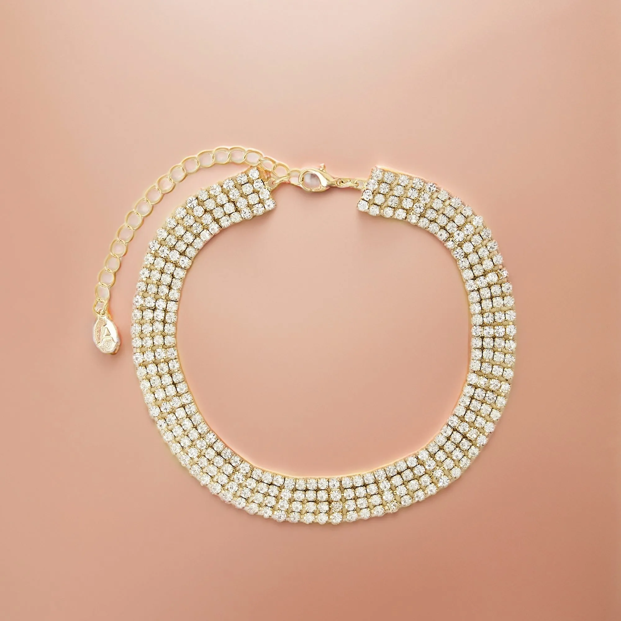 Gold Diamante Choker Party Necklace