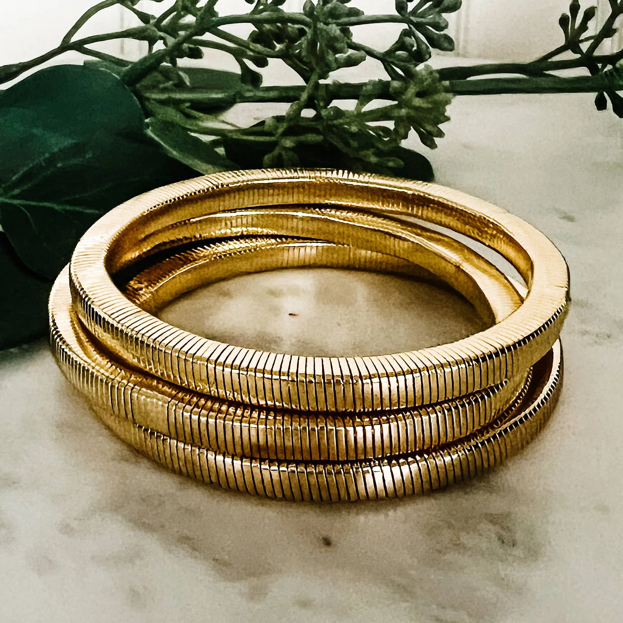 Gold Textured Bangles