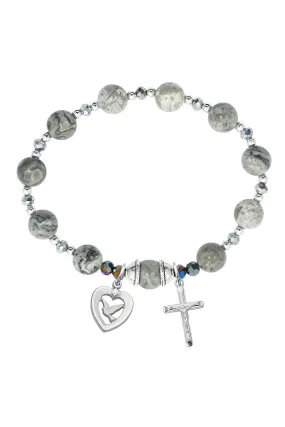 Grey Marble Rosary Bracelet - UZBR238