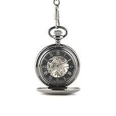 GUNMETAL MECHANICAL POCKET WATCH